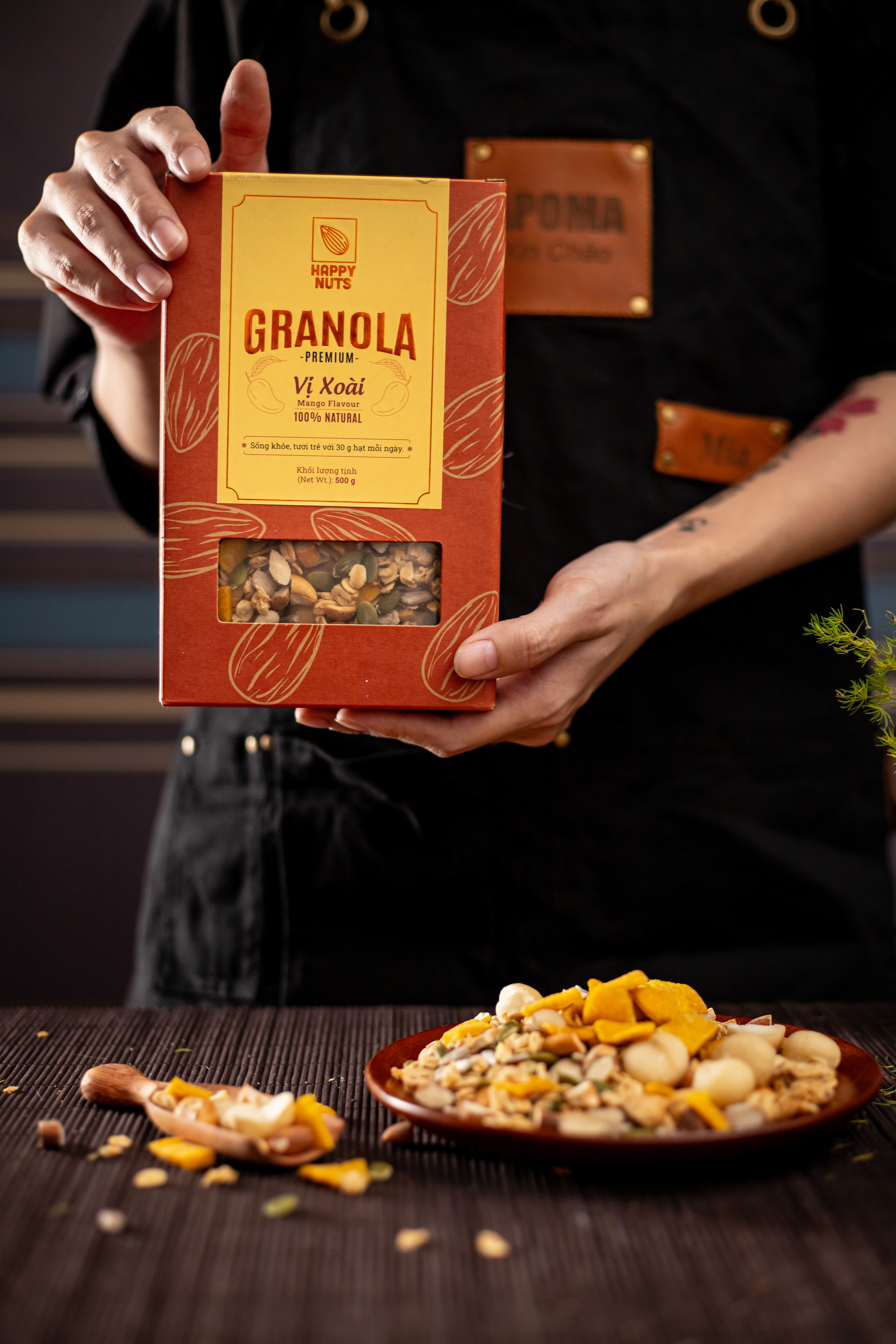 Tặng yến mạch - Granola Premium vị xoài mix HAPPY NUTS 500gr